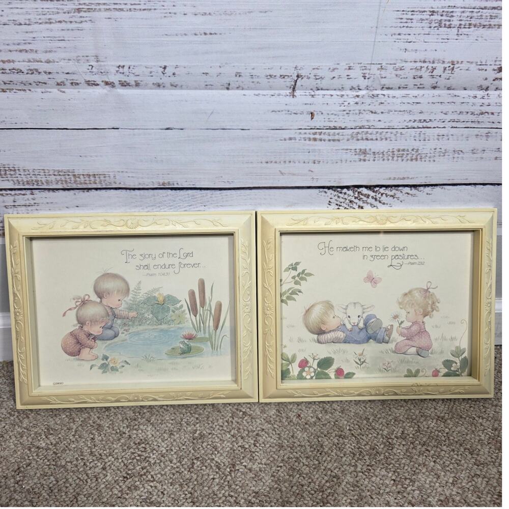VTG Homco DBGCI Resin Frames Pictures Psalm 104:31 & 23:2 Children Bible Versus